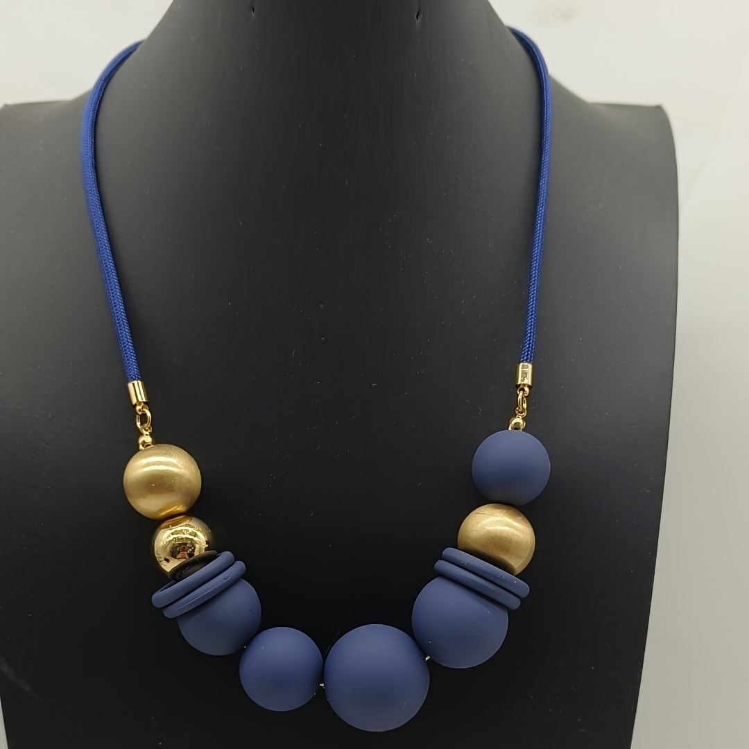 Boho Geometric Bead Necklace with Cord